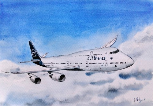 Original aquarell lufthansa - original,