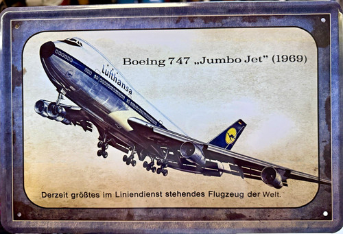 Blechschild boeing 747 jumbo - blechschild,